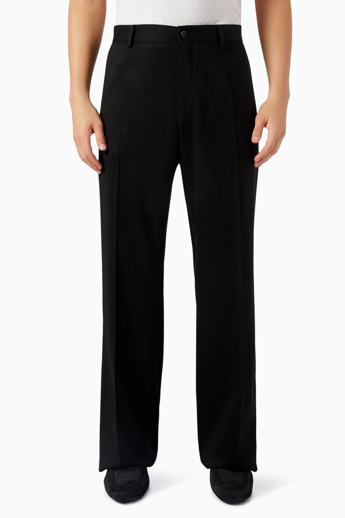 Straight-leg Pants in Wool Blend, Black