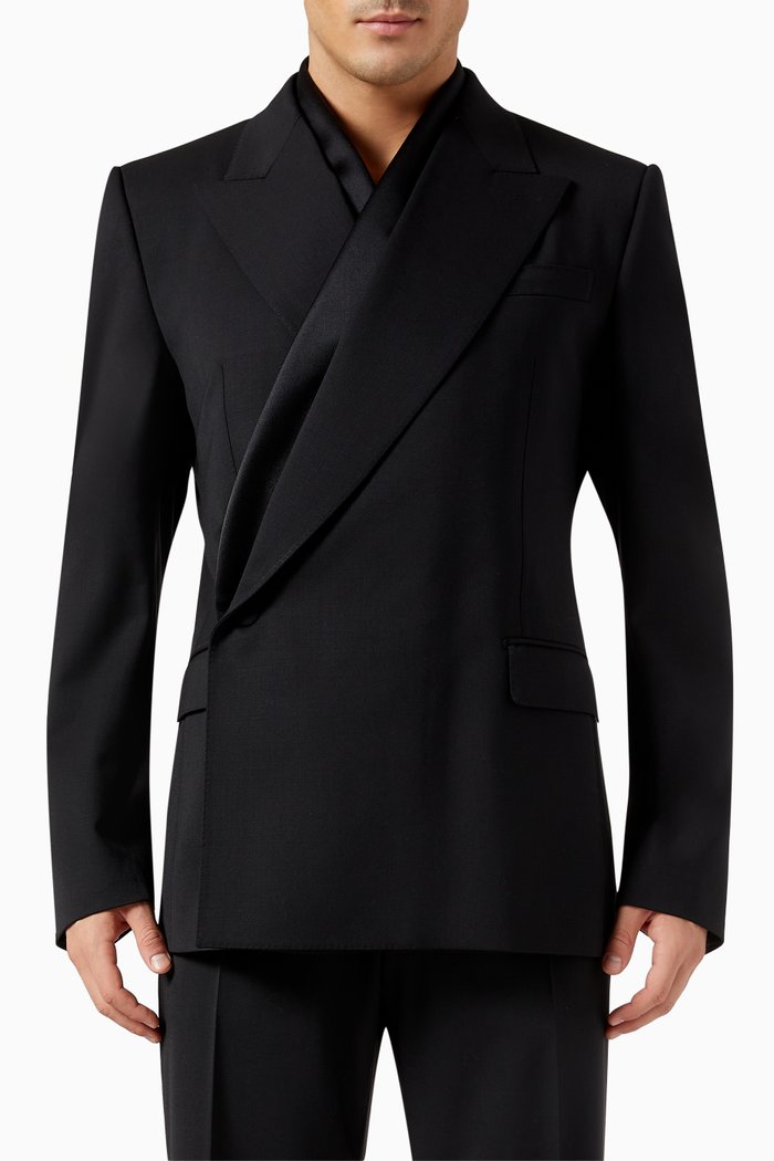 

Double-breasted Jacket in Wool Blend, Black