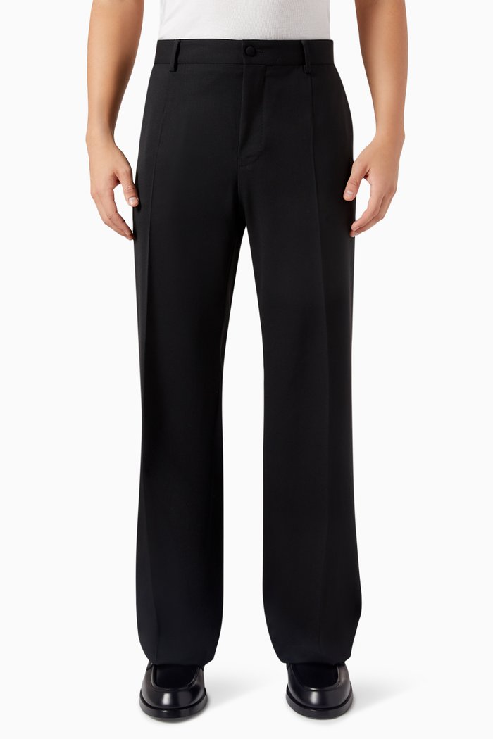 

Straight-leg Pants in Stretch Wool, Black