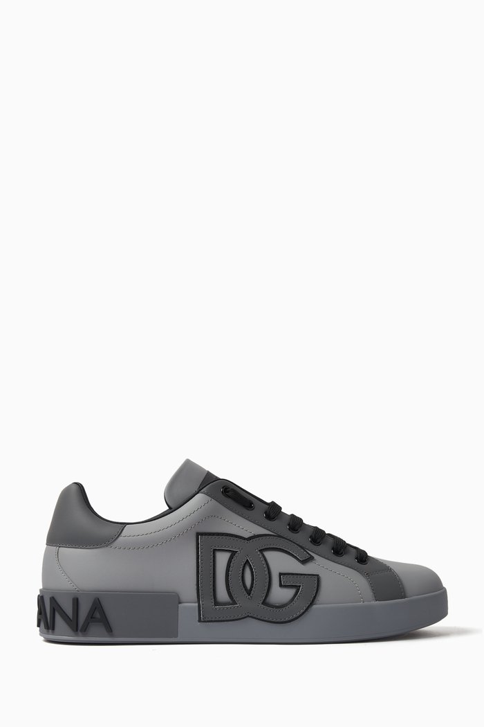 

Portofino Low-Top Sneakers in Leather, Grey