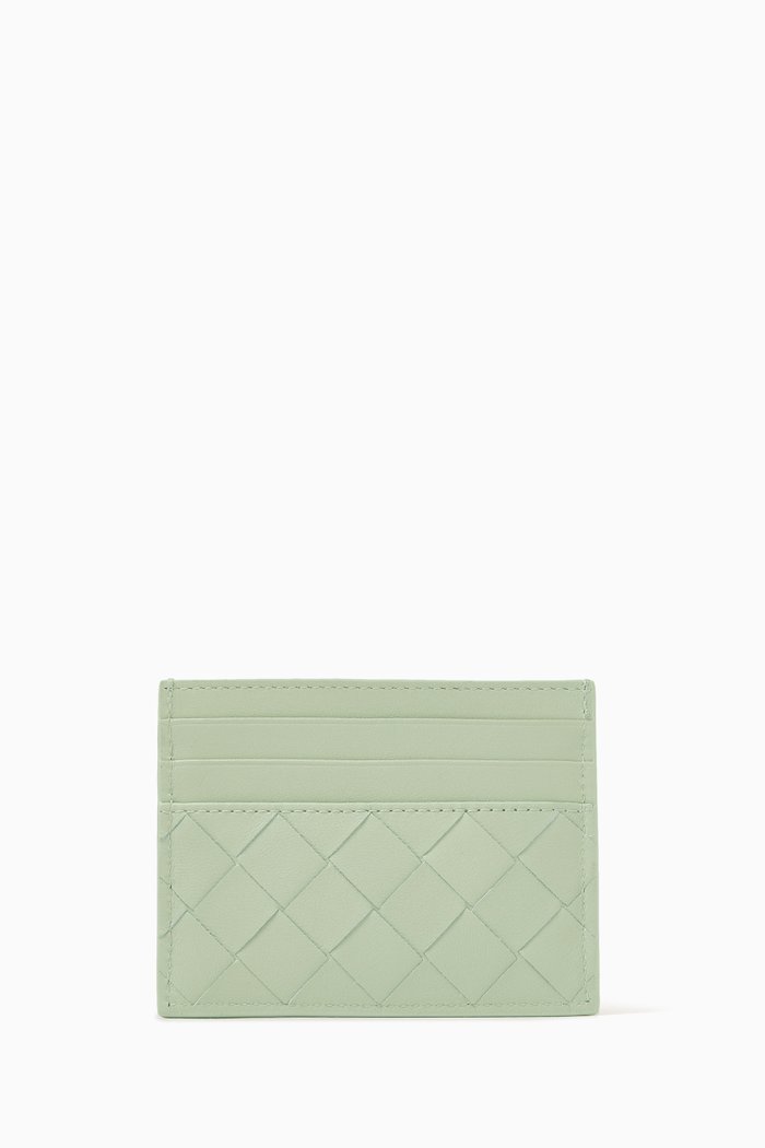 

Credit Card Case in Intrecciato Leather, Green