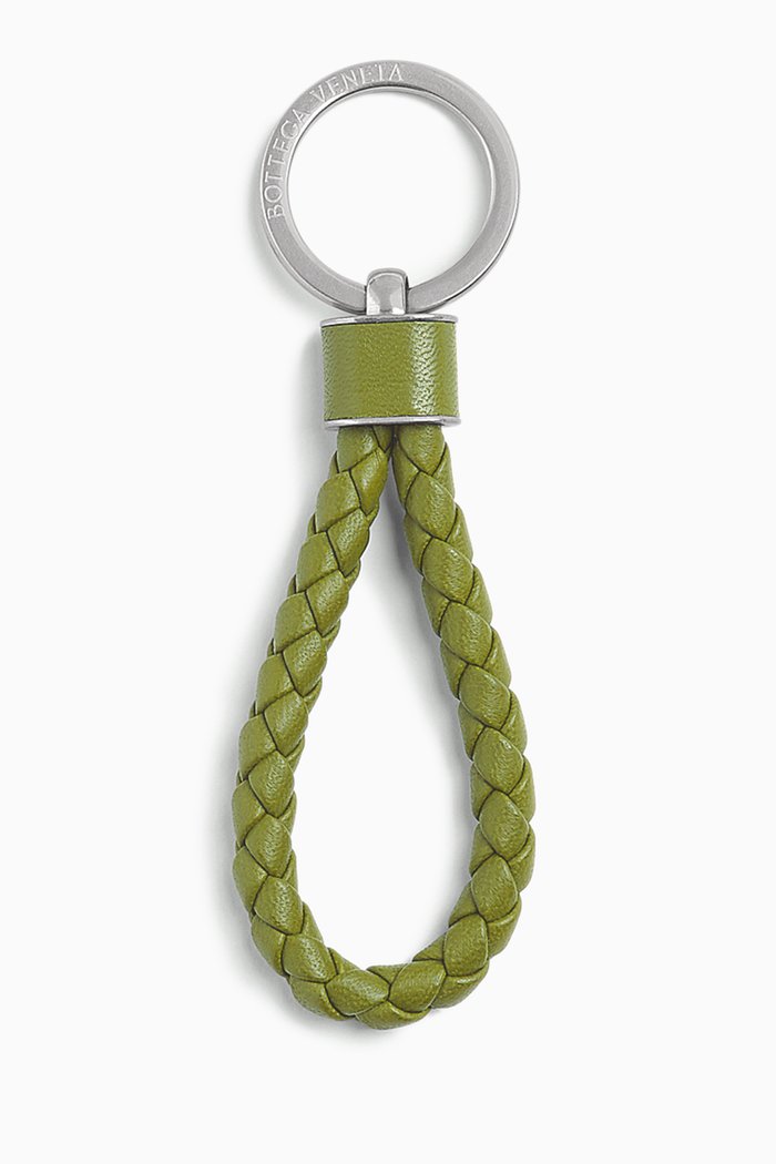 

Key Ring in Intreccio Leather, Green