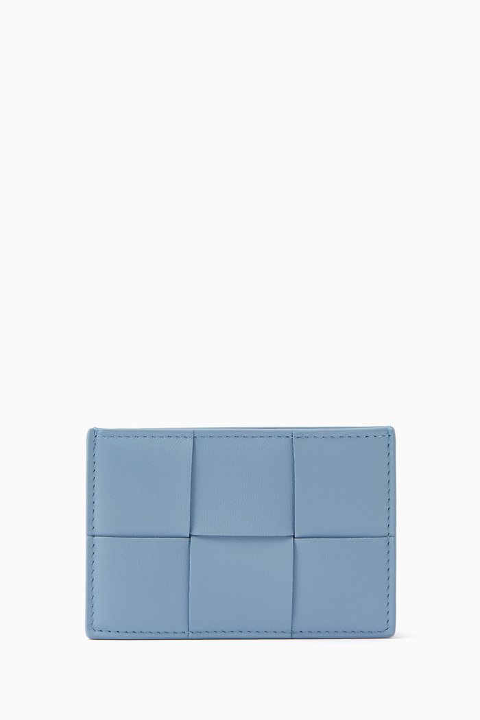 

Cassette Credit Card Case in Intrecciato Leather, Blue