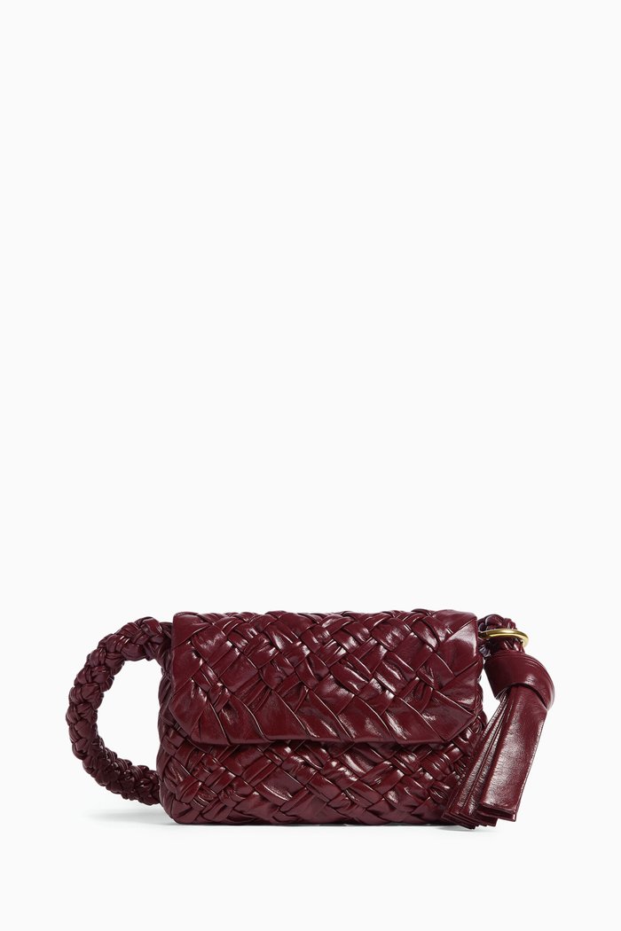 

Kalimero Città Shoulder Bag in Intrecciato Leather, Burgundy