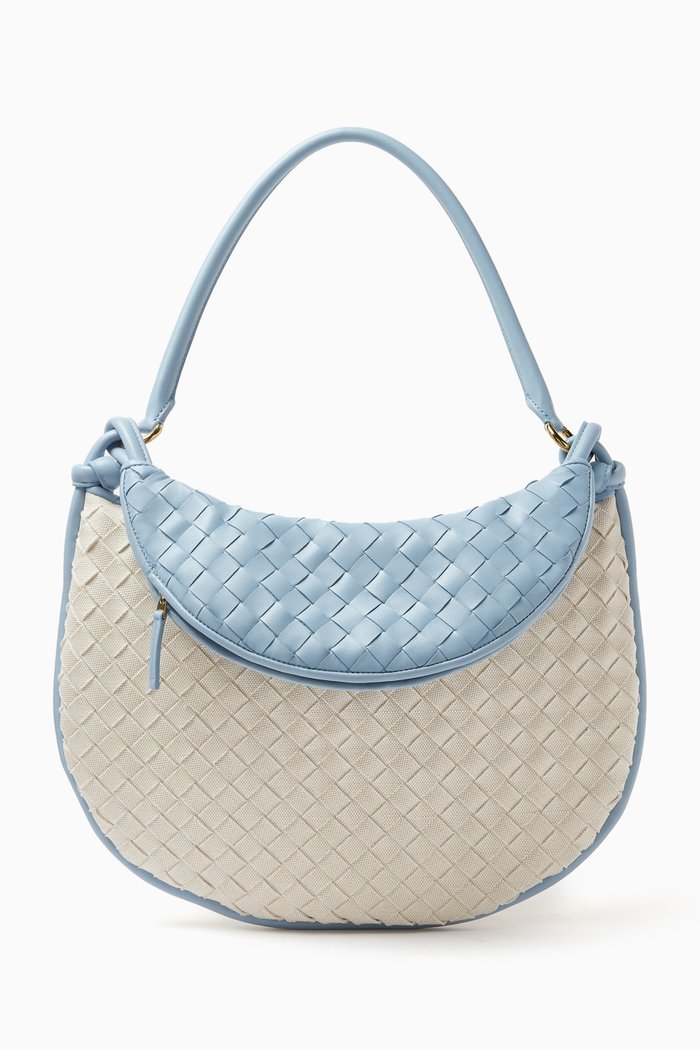 

Large Gemelli Shoulder Bag in Intrecciato Leather, White
