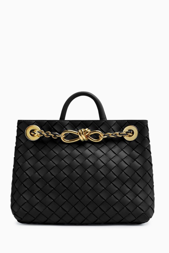 

Small Andiamo Top-handle Bag in Intrecciato Leather, Black