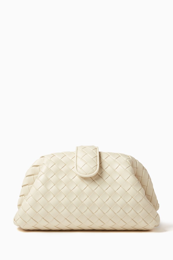 

Teen Lauren 1980 Clutch in Intrecciato Leather, White