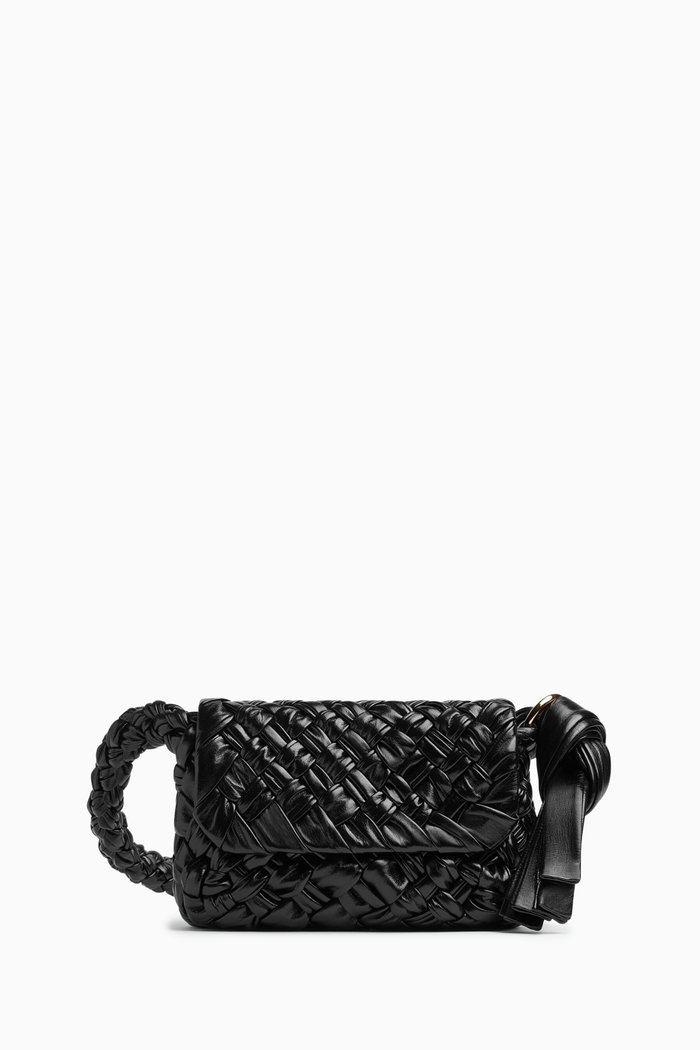 

Kalimero Città Shoulder Bag in Intrecciato Leather, Black
