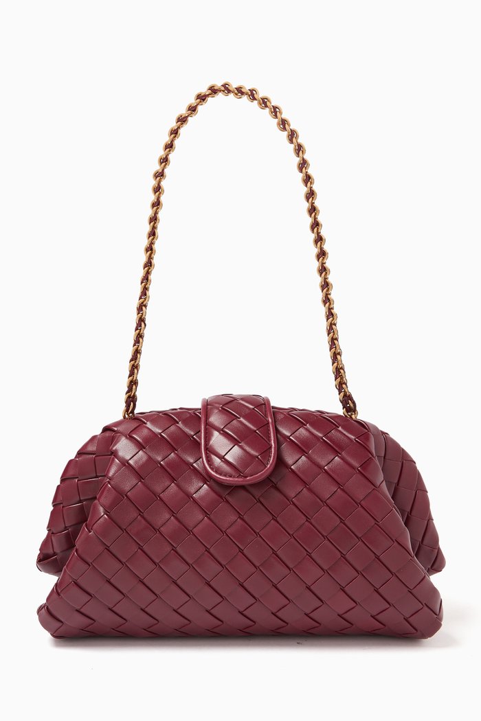 

Lauren 1980 Teen Chain Bag in Intrecciato Leather, Burgundy