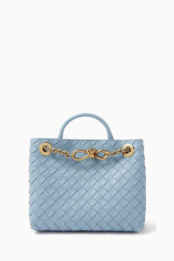 

Small Andiamo Bag in Intrecciato Leather, Blue