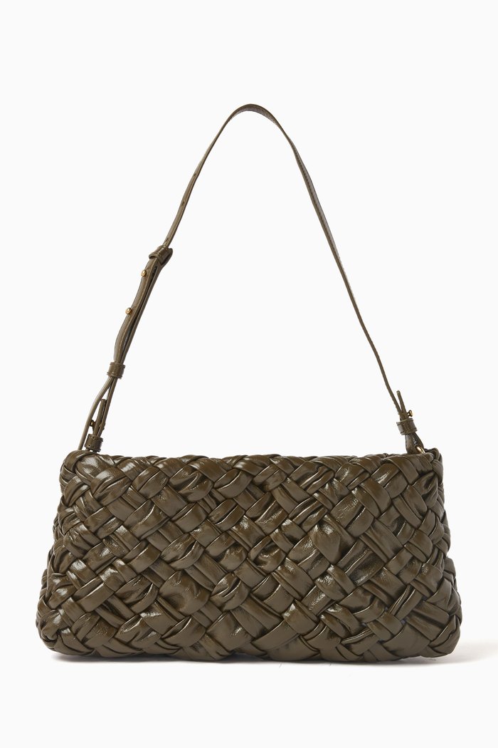 

Kalimero Cha-Cha Bag in Intreccio Leather, Brown