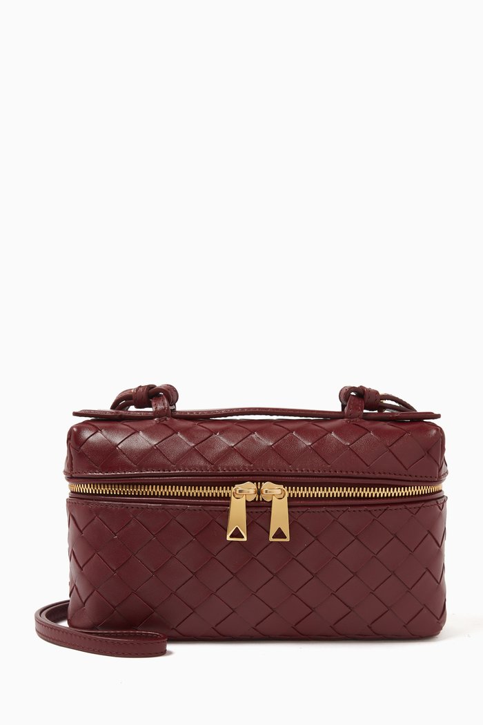 

Vanity Case On Strap in Intrecciato Leather, Red