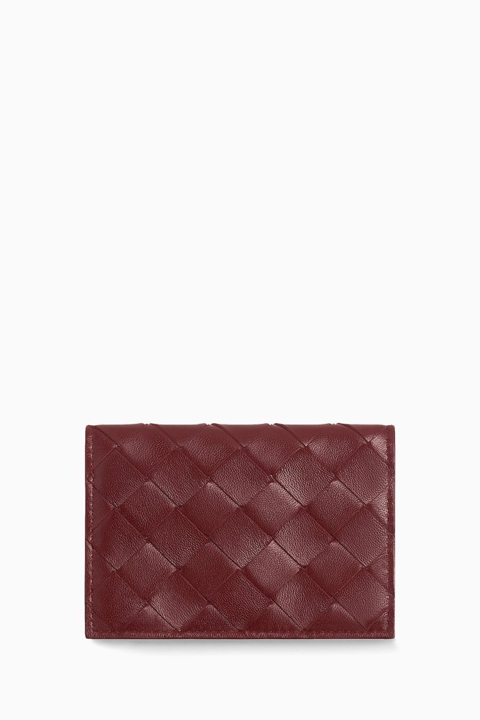 

Business Card Case in Intrecciato Leather, Red