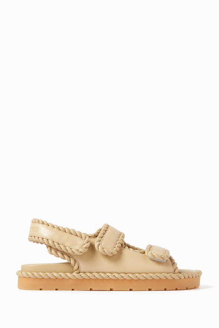 

Jack Flat Sandals in Lambskin, Neutral