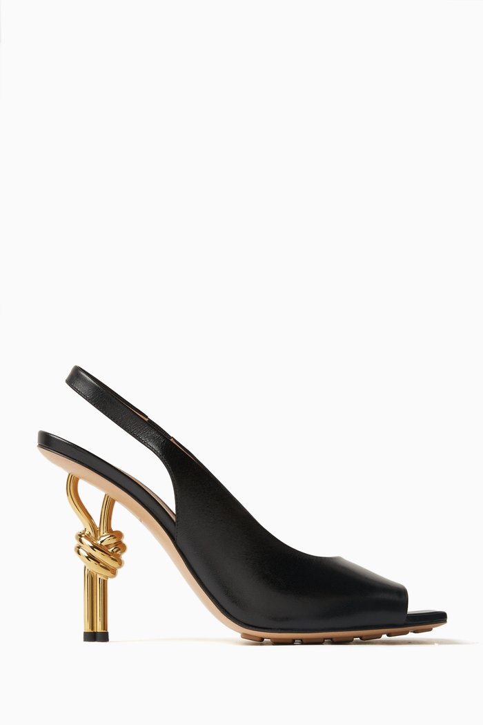 

Knot 90 Open-toe Slingback Pumps in Leather, Black