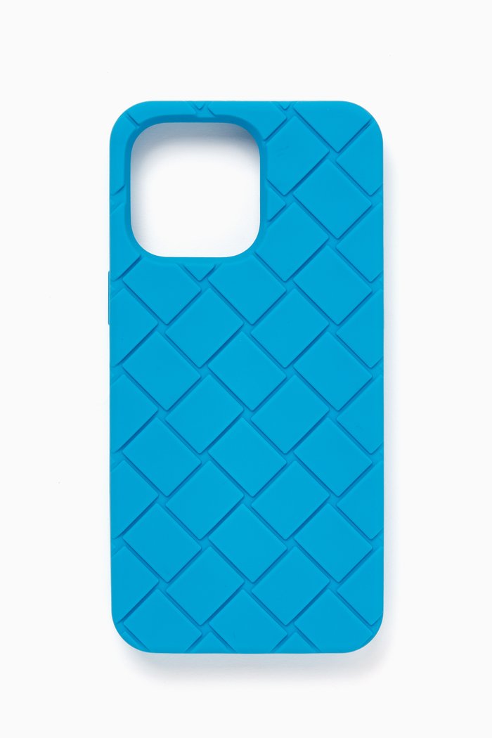 iPhone 15 Pro Max Case in Intreccio Rubber, Blue
