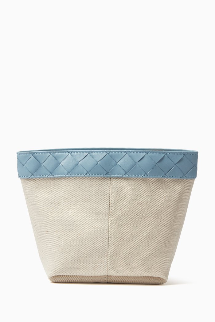 

Flip Flap Prism Pouch in Leather & Canvas, White