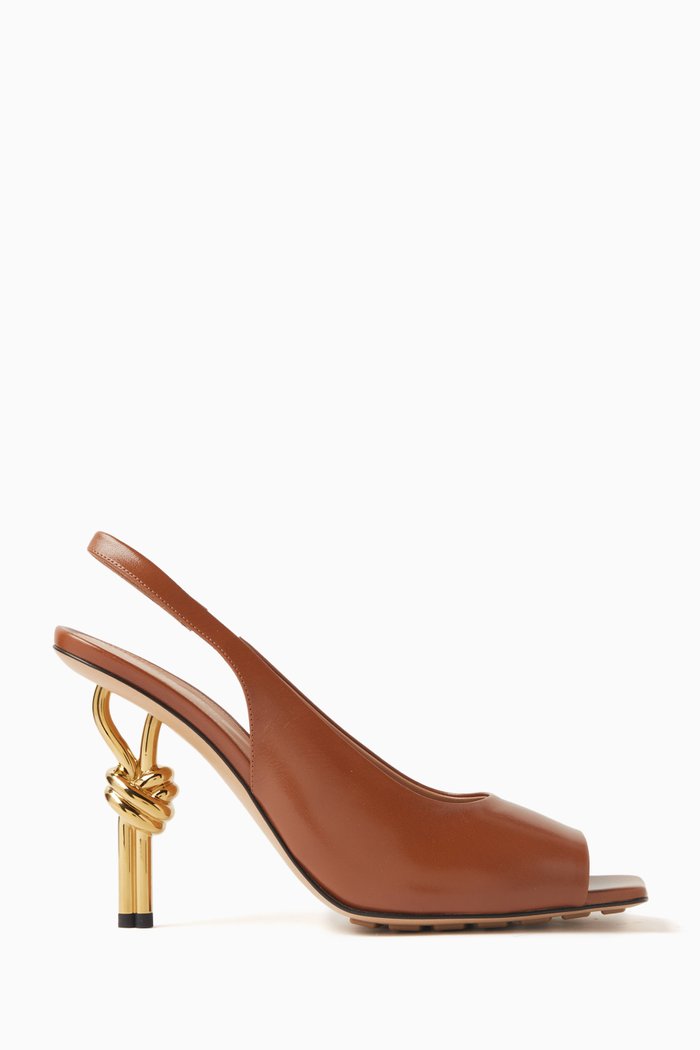 

Knot 90 Slingback Sandals in Leather, Brown