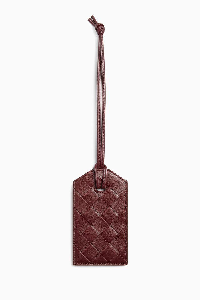 

Tag Holder in Intrecciato Leather, Red
