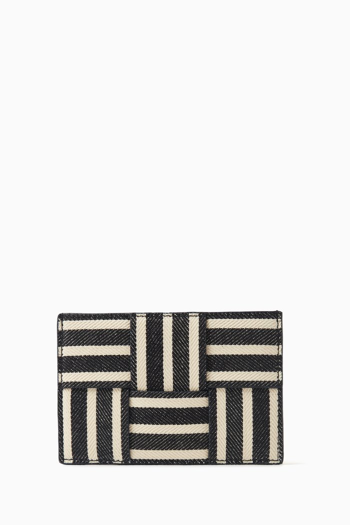 

Cassette Credit Card Case in Intreccio Hickory Denim, Blue