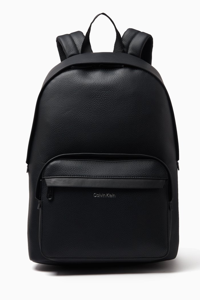 

Logo Backpack in Faux Leather, Black