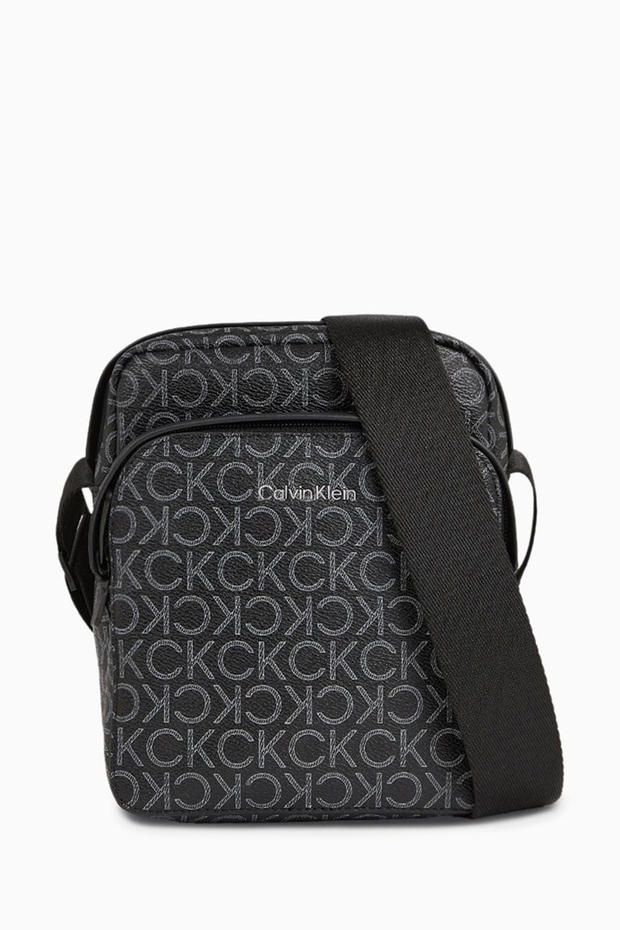 

Monogram Reporter Bag in Faux-leather, Black