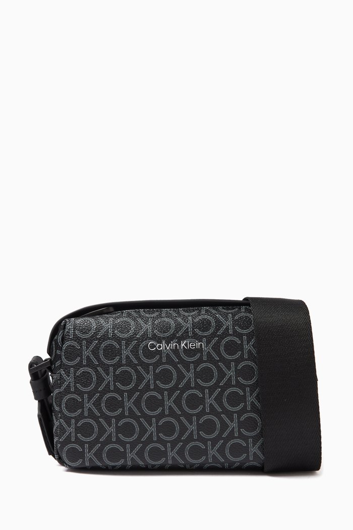 

Monogram Crossbody Bag in Faux-leather, Black