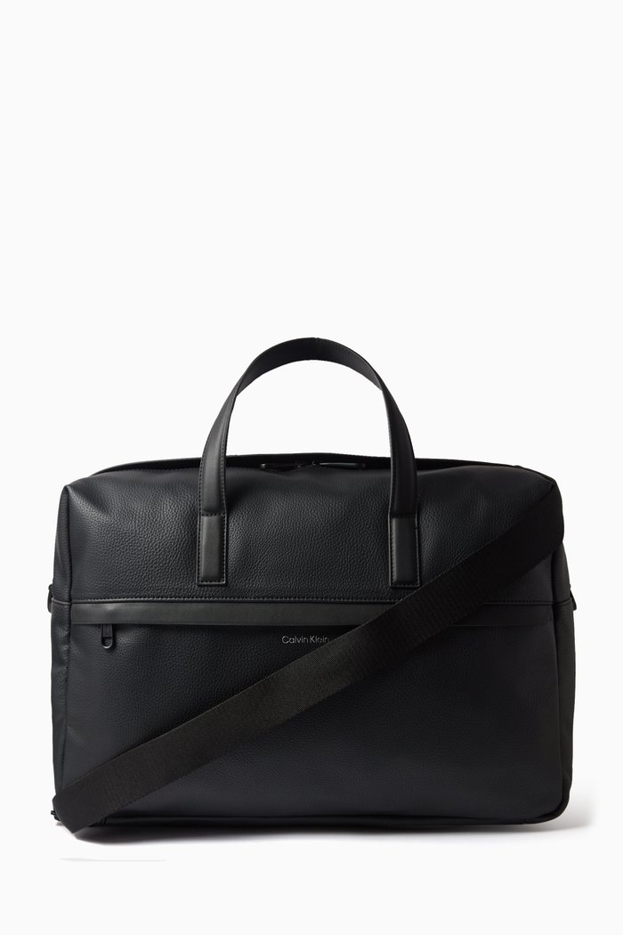 

Logo Weekender Bag in Faux-leather, Black
