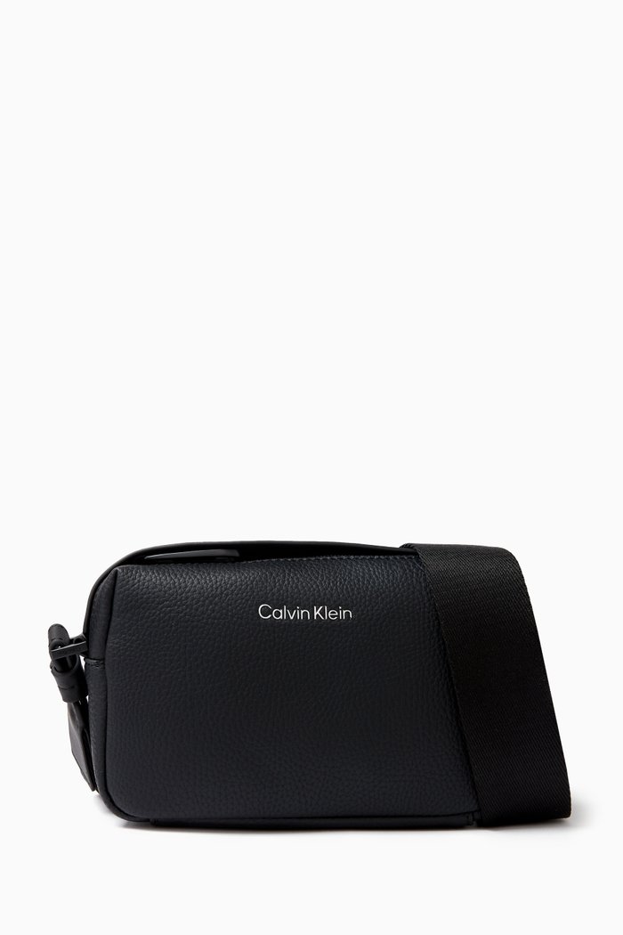 Small Crossbody Bag in Faux Leather, Black