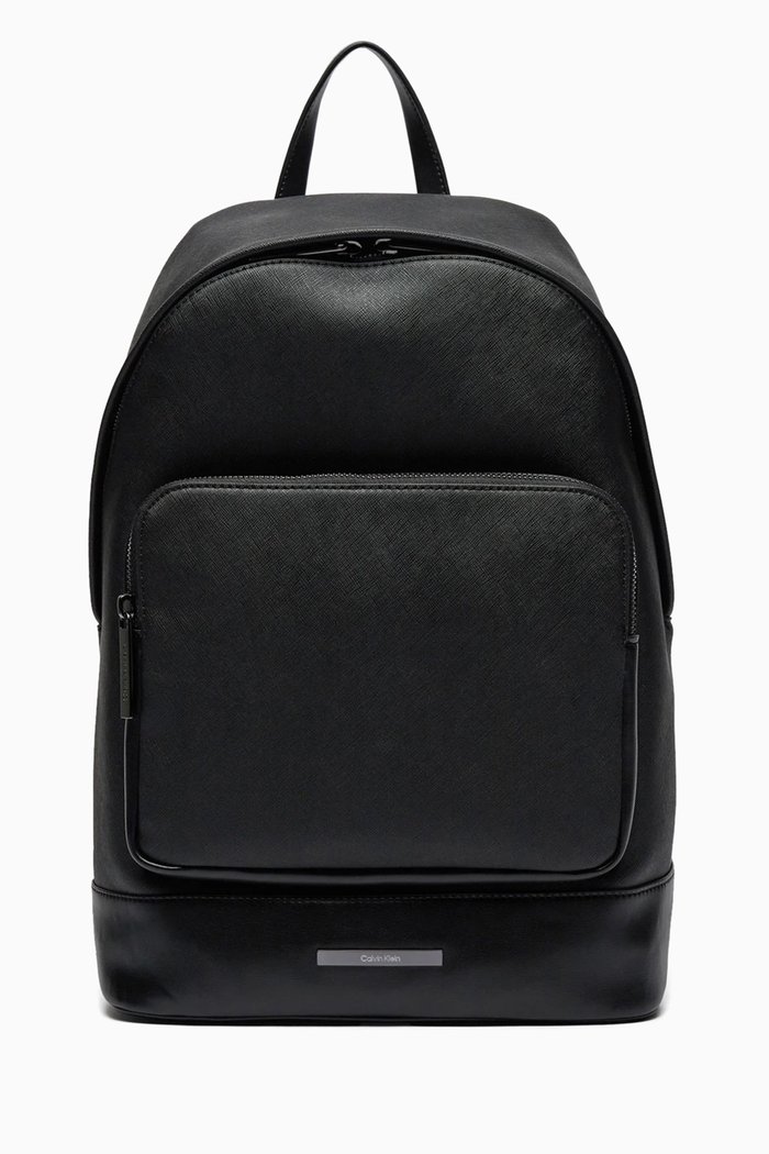

Modern Bar Campus Backpack in Saffiano Leather, Black