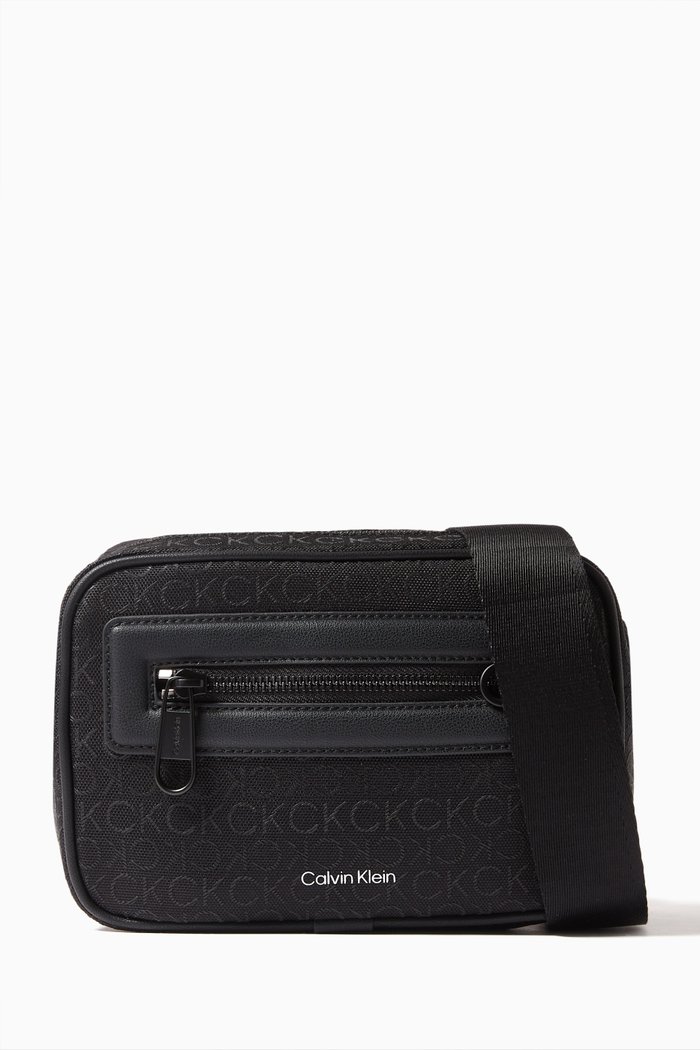 

Logo Jacquard Crossbody Bag in Recycled Polyester, Black