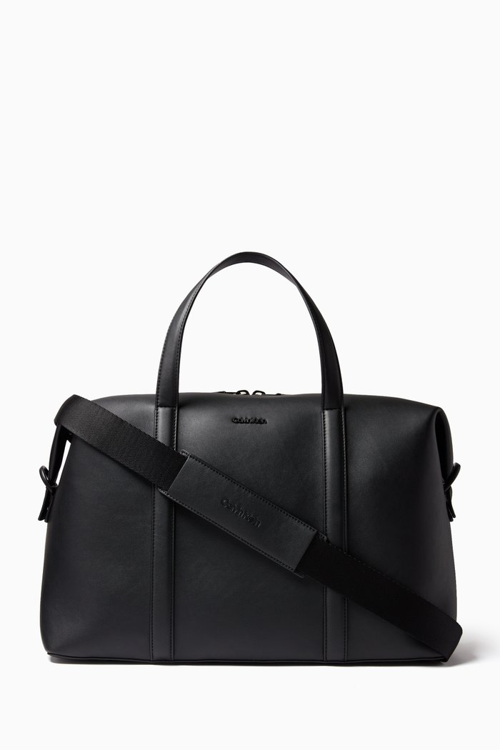 

Minimal Focus Weekender Bag in Faux Leather, Black