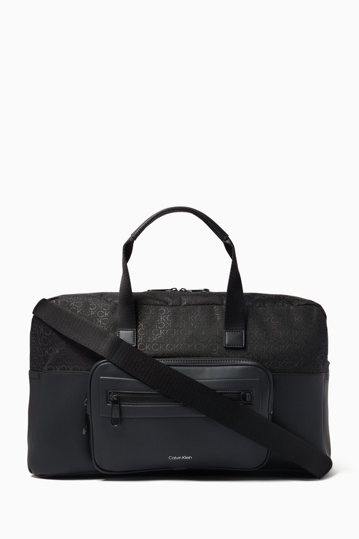 

Logo Jacquard Weekend Bag in Recycled Polyester, Black