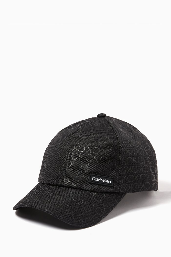 

Jacquard Monogram Cap, Black