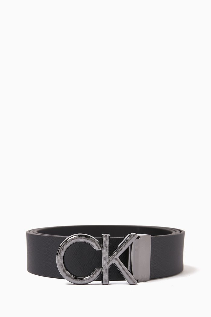 

Logo Belt in Saffiano Leather, Black