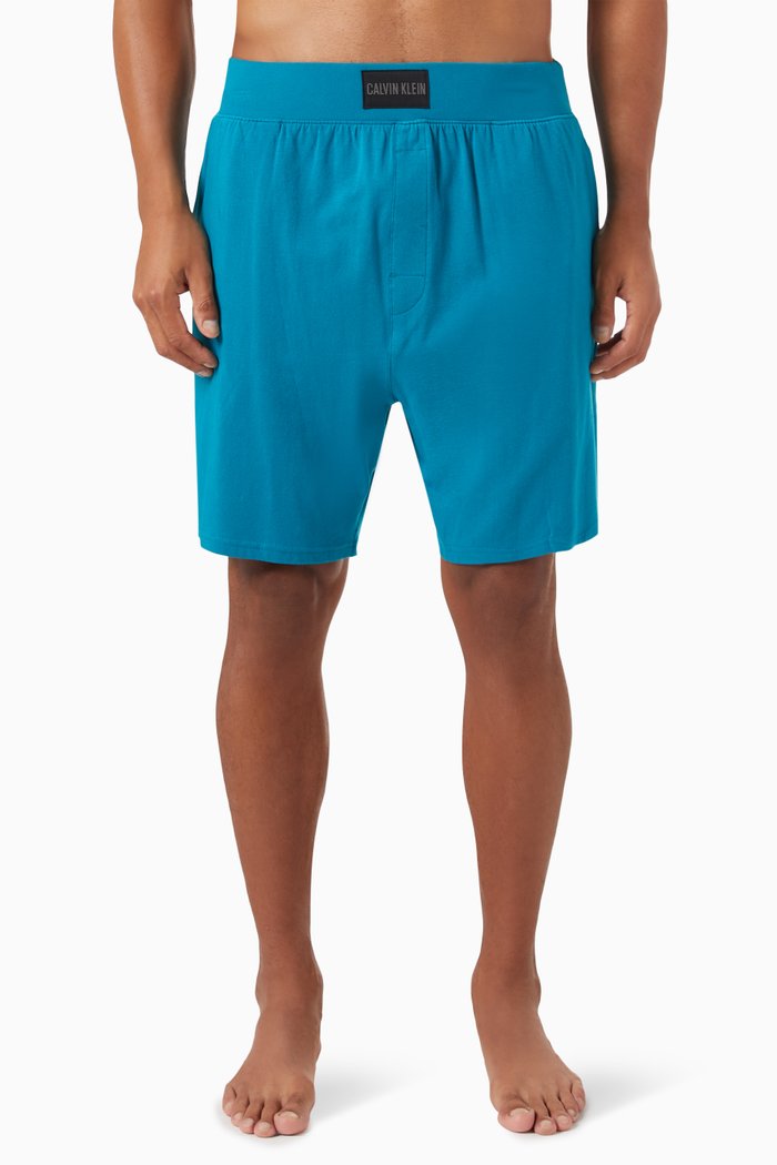 

Logo-patch Sleep Shorts in Organic Cotton-jersey, Blue