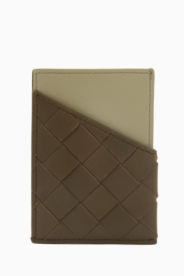 

Business Card Case in Intrecciato Leather, Brown