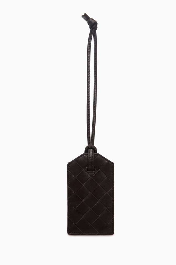 

Intrecciato Tag Holder in Leather, Brown