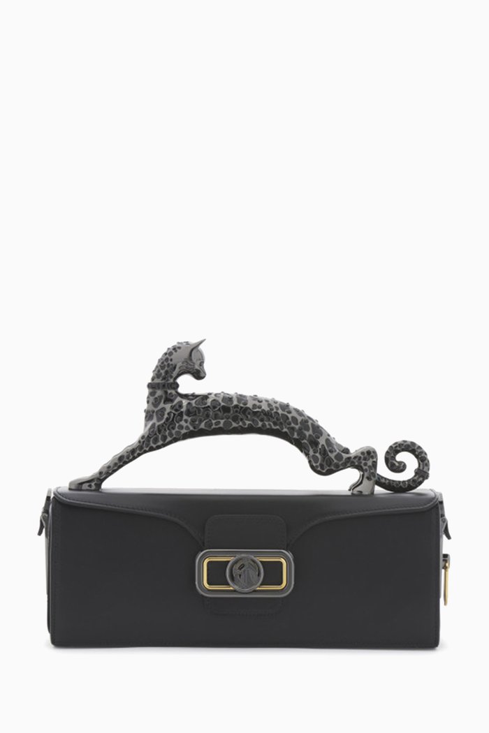 

Medium Pencil Cat Bag in Leather, Black