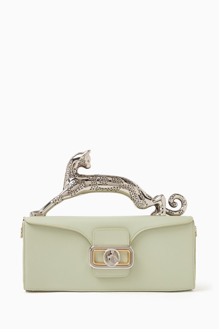 

Medium Pencil Cat Bag in Leather, Green