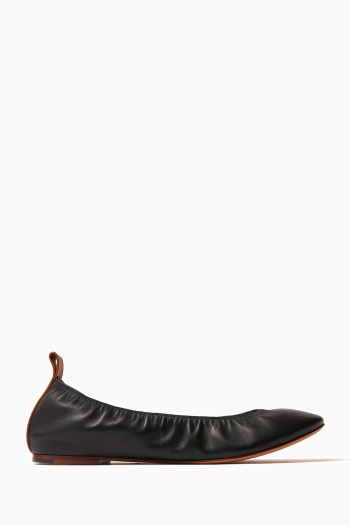 

Ballerina Flats in Leather, Black