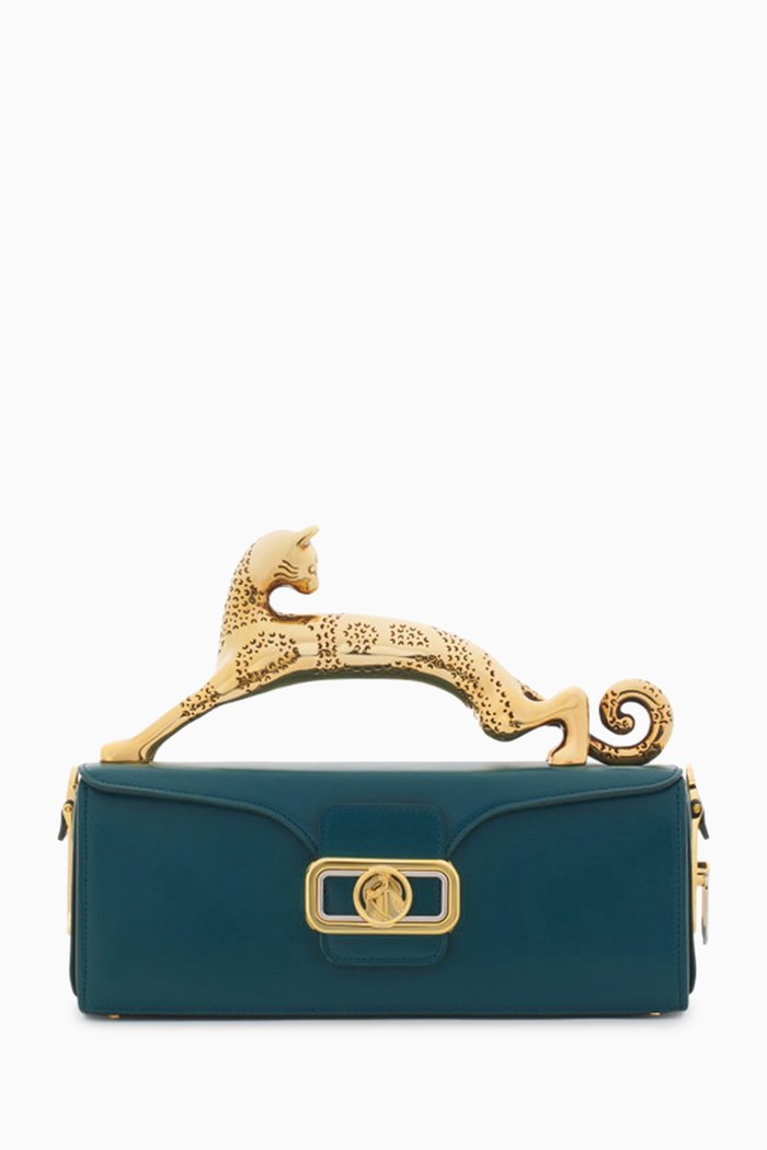 

Medium Pencil Cat Bag in Leather, Blue