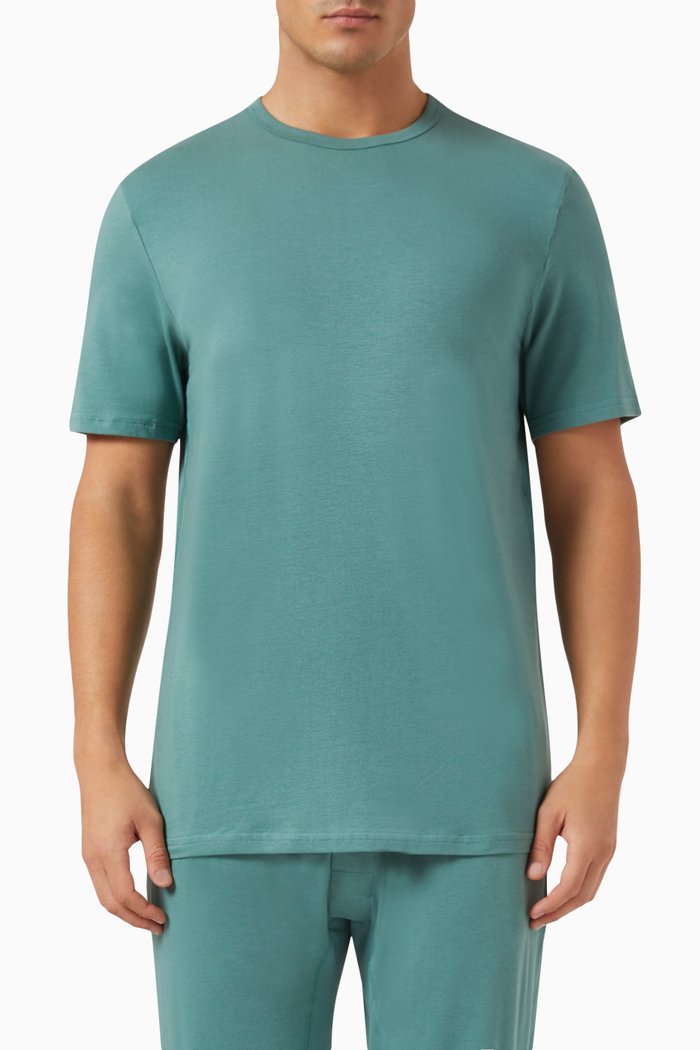 

Crewneck Pyjama Top in Stretch Cotton-jersey, Green