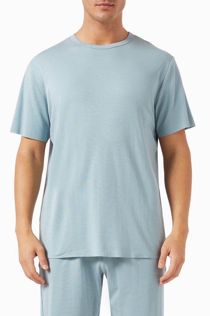 Pyjama T-shirt in Cotton-blend, Blue