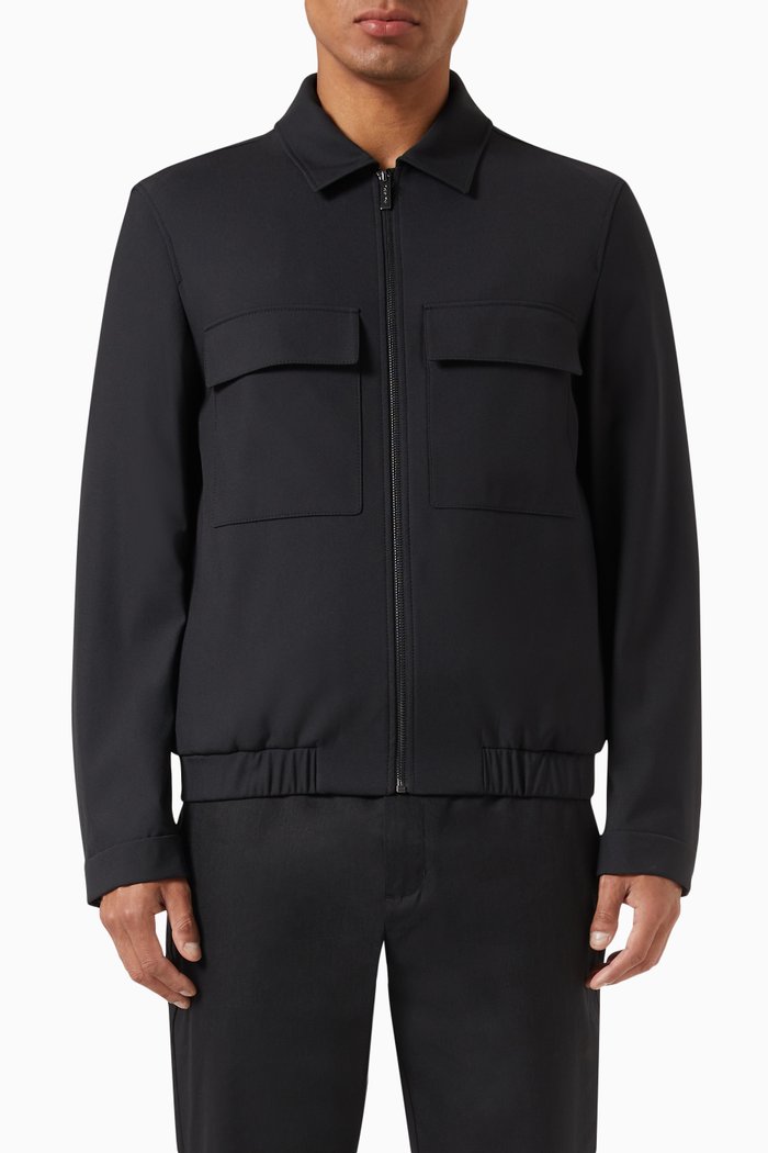Boxy Jacket in Technical Twill Stretch, Black