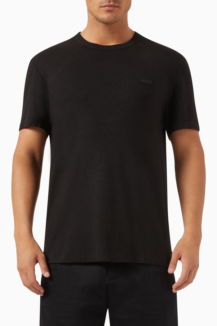 

Logo-patch T-shirt in Cotton-linen, Black