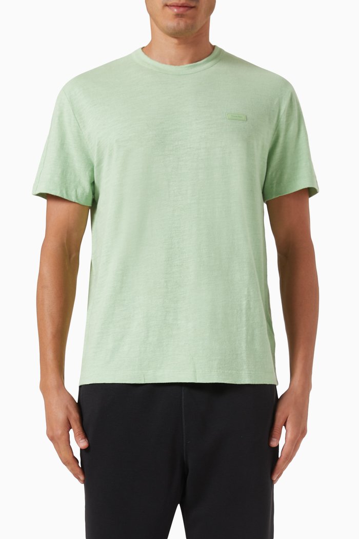 

Logo-patch T-shirt in Cotton-linen, Green