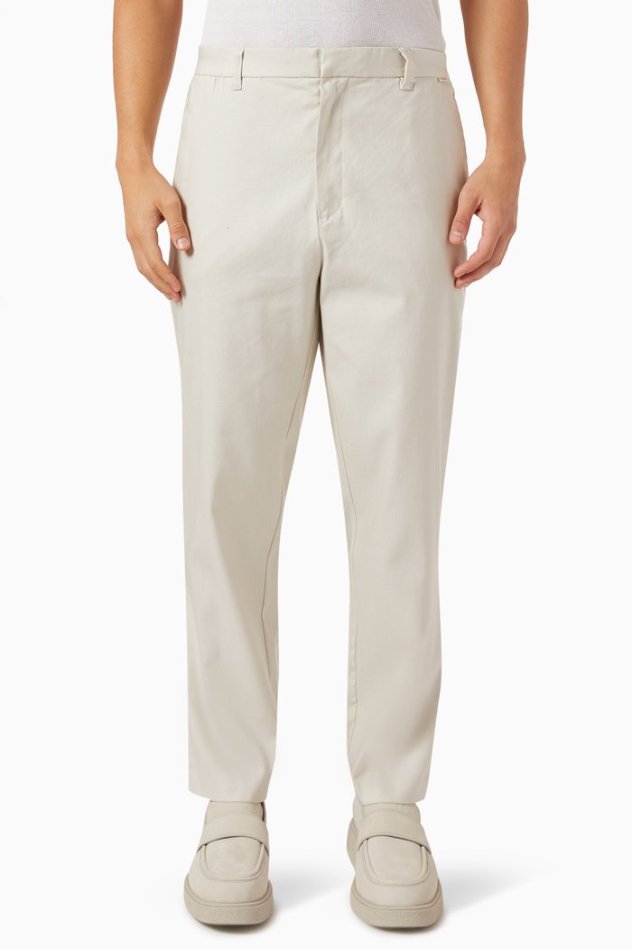 

Cropped Pants in Cotton & Linen, Neutral