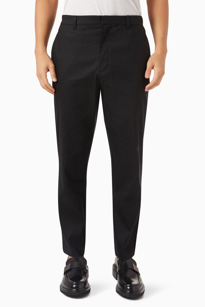 

Cropped Pants in Cotton & Linen, Black