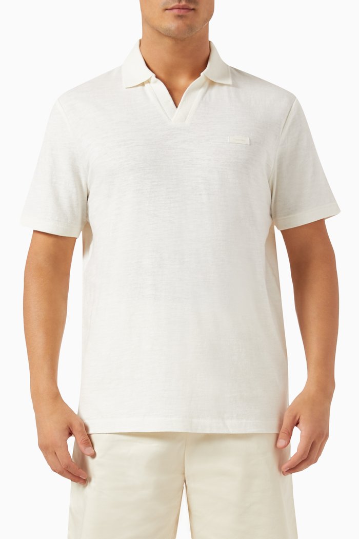 

Polo Shirt in Cotton-linen Jersey, White